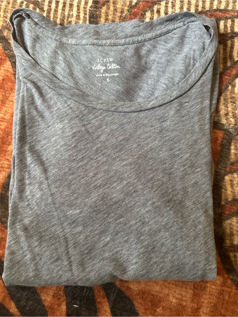 J. Crew Heather Gray Cotton Tee with Brown Accent